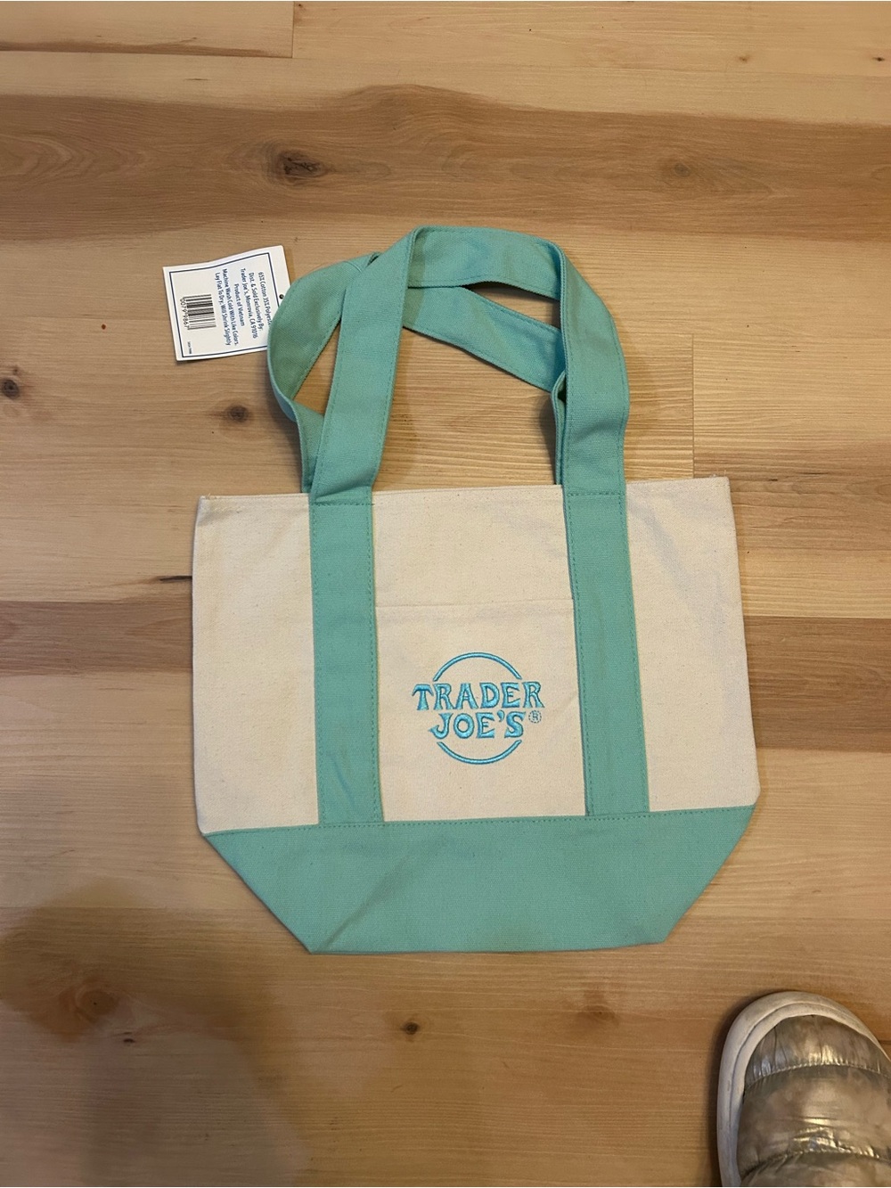 Mint Canvas Tote Bag - Mint & Cream - Picture 3 of 4